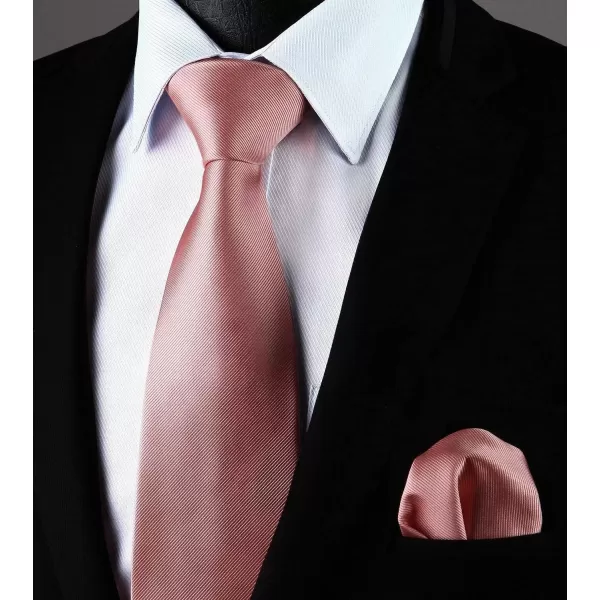 HISDERN Ties for Men Solid Mens Ties Silk Tie with Pocket Square Cufflinks Set Necktie Formal Business Wedding Party