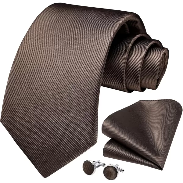 HISDERN Ties for Men Solid Mens Ties Silk Tie with Pocket Square Cufflinks Set Necktie Formal Business Wedding Party