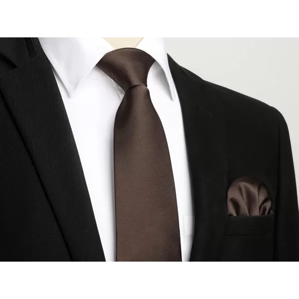 HISDERN Ties for Men Solid Mens Ties Silk Tie with Pocket Square Cufflinks Set Necktie Formal Business Wedding Party