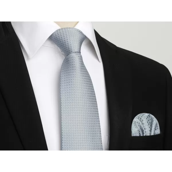 HISDERN Ties for Men Solid Mens Ties Silk Tie with Pocket Square Cufflinks Set Necktie Formal Business Wedding Party