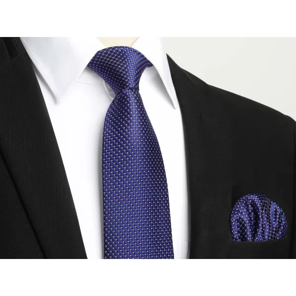 HISDERN Ties for Men Solid Mens Ties Silk Tie with Pocket Square Cufflinks Set Necktie Formal Business Wedding Party
