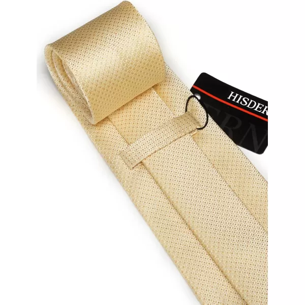 HISDERN Ties for Men Solid Mens Ties Silk Tie with Pocket Square Cufflinks Set Necktie Formal Business Wedding Party
