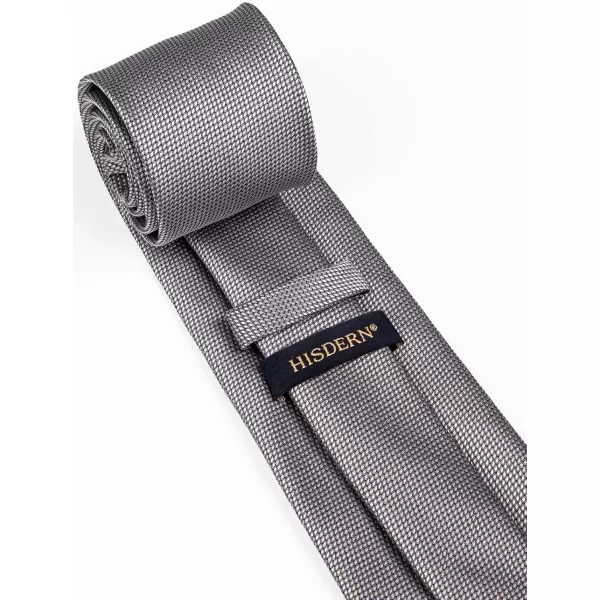 HISDERN Ties for Men Solid Mens Ties Silk Tie with Pocket Square Cufflinks Set Necktie Formal Business Wedding Party