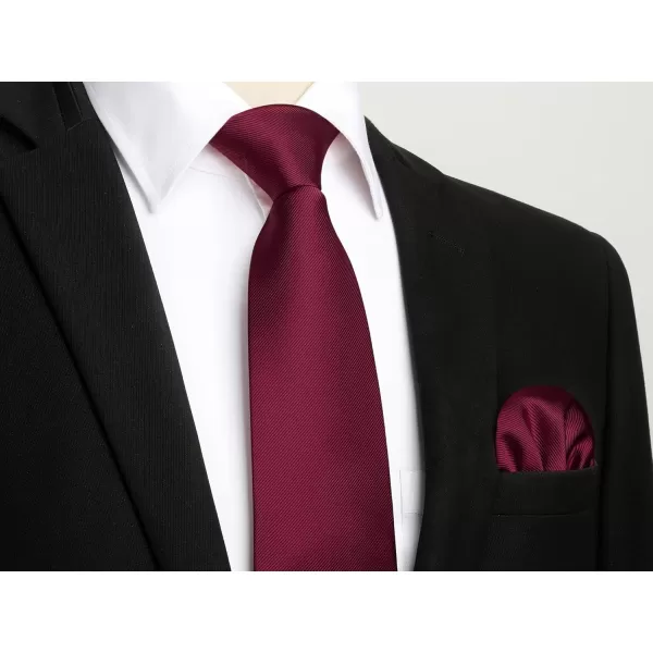 HISDERN Ties for Men Solid Mens Ties Silk Tie with Pocket Square Cufflinks Set Necktie Formal Business Wedding Party
