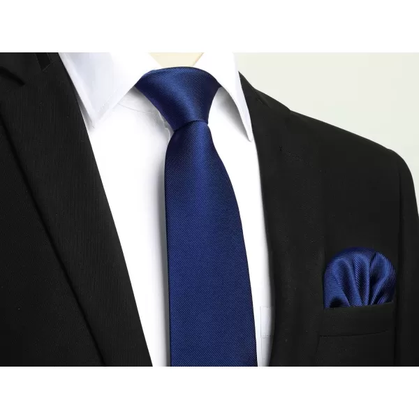 HISDERN Ties for Men Solid Mens Ties Silk Tie with Pocket Square Cufflinks Set Necktie Formal Business Wedding Party