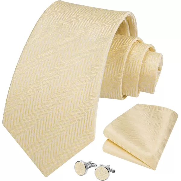 HISDERN Ties for Men Solid Mens Ties Silk Tie with Pocket Square Cufflinks Set Necktie Formal Business Wedding Party