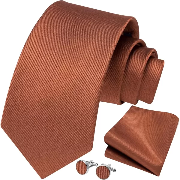 HISDERN Ties for Men Solid Mens Ties Silk Tie with Pocket Square Cufflinks Set Necktie Formal Business Wedding Party