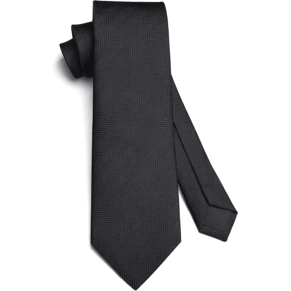 HISDERN Ties for Men Solid Mens Ties Silk Tie with Pocket Square Cufflinks Set Necktie Formal Business Wedding Party
