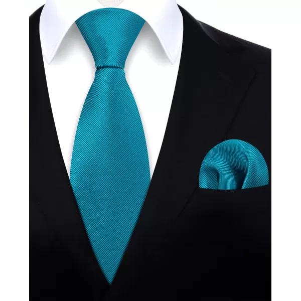 HISDERN Ties for Men Solid Mens Ties Silk Tie with Pocket Square Cufflinks Set Necktie Formal Business Wedding Party
