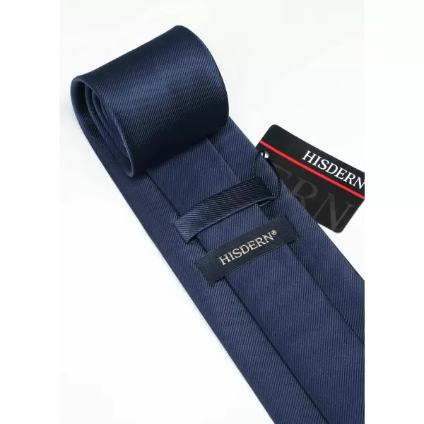 HISDERN Ties for Men Solid Mens Ties Silk Tie with Pocket Square Cufflinks Set Necktie Formal Business Wedding Party
