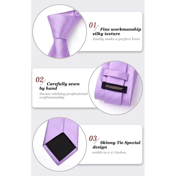 HISDERN Ties for Men Solid Mens Ties Silk Tie with Pocket Square Cufflinks Set Necktie Formal Business Wedding Party
