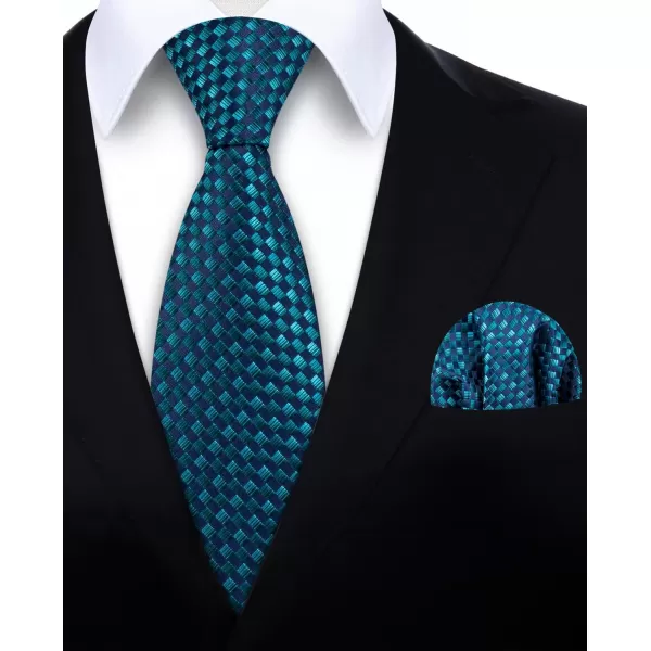 HISDERN Ties for Men Solid Mens Ties Silk Tie with Pocket Square Cufflinks Set Necktie Formal Business Wedding Party