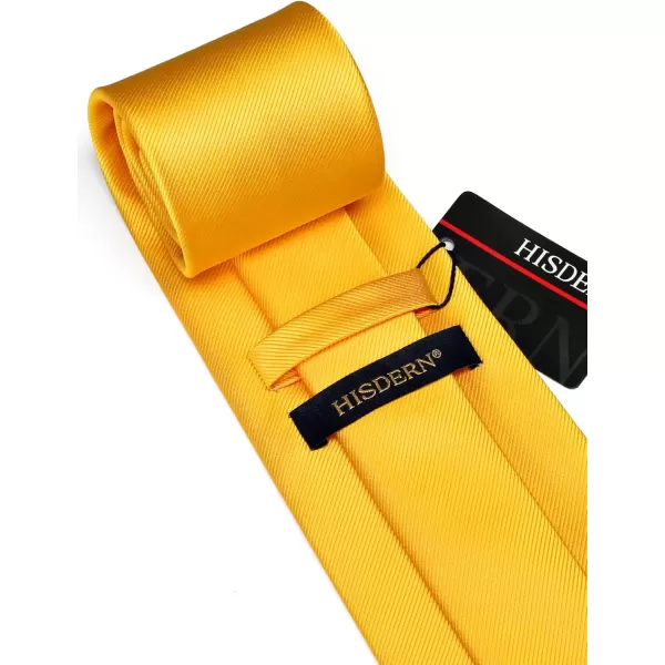 HISDERN Ties for Men Solid Mens Ties Silk Tie with Pocket Square Cufflinks Set Necktie Formal Business Wedding Party