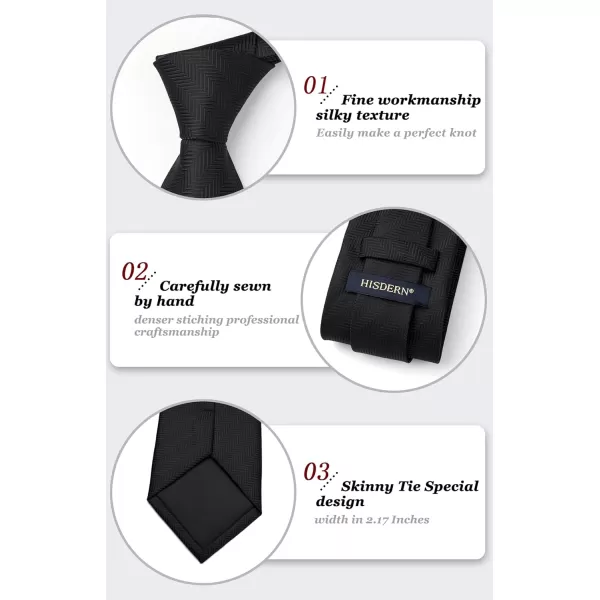 HISDERN Ties for Men Solid Mens Ties Silk Tie with Pocket Square Cufflinks Set Necktie Formal Business Wedding Party