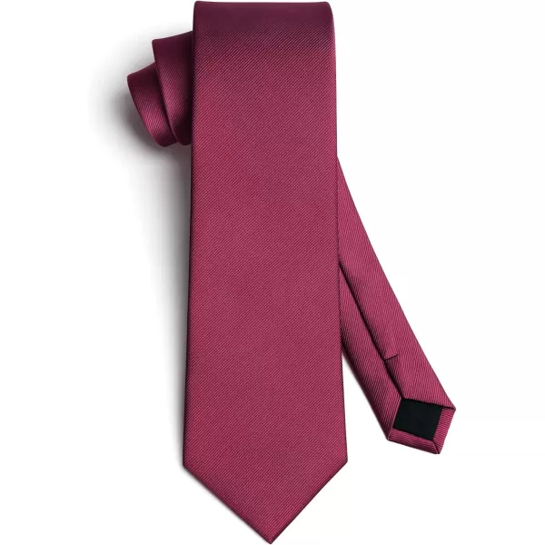 HISDERN Ties for Men Solid Mens Ties Silk Tie with Pocket Square Cufflinks Set Necktie Formal Business Wedding Party