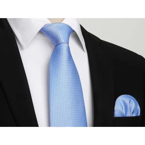 HISDERN Ties for Men Solid Mens Ties Silk Tie with Pocket Square Cufflinks Set Necktie Formal Business Wedding Party