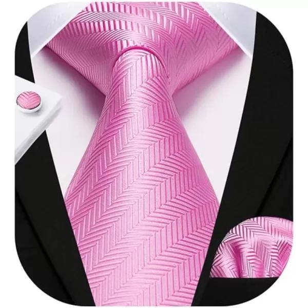 HISDERN Ties for Men Solid Mens Ties Silk Tie with Pocket Square Cufflinks Set Necktie Formal Business Wedding Party