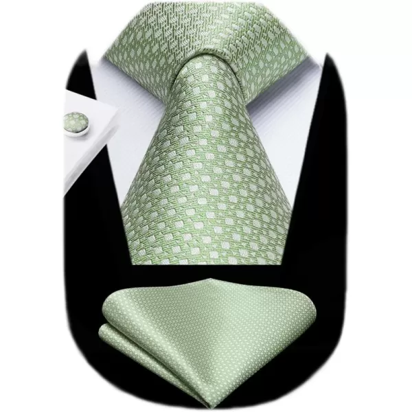 HISDERN Ties for Men Solid Mens Ties Silk Tie with Pocket Square Cufflinks Set Necktie Formal Business Wedding Party