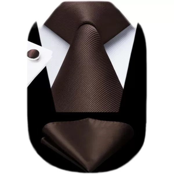 HISDERN Ties for Men Solid Mens Ties Silk Tie with Pocket Square Cufflinks Set Necktie Formal Business Wedding Party
