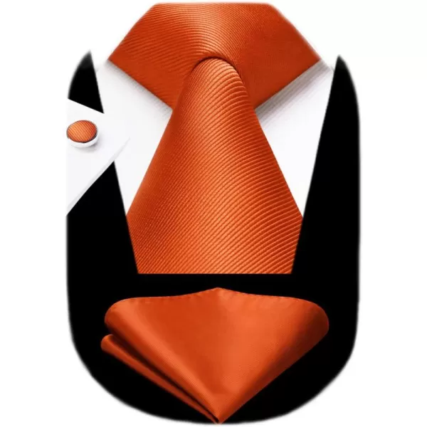 HISDERN Ties for Men Solid Mens Ties Silk Tie with Pocket Square Cufflinks Set Necktie Formal Business Wedding Party