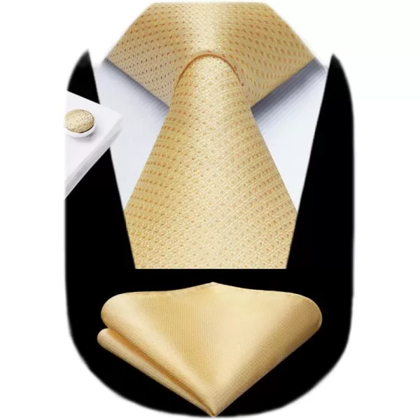 HISDERN Ties for Men Solid Mens Ties Silk Tie with Pocket Square Cufflinks Set Necktie Formal Business Wedding Party