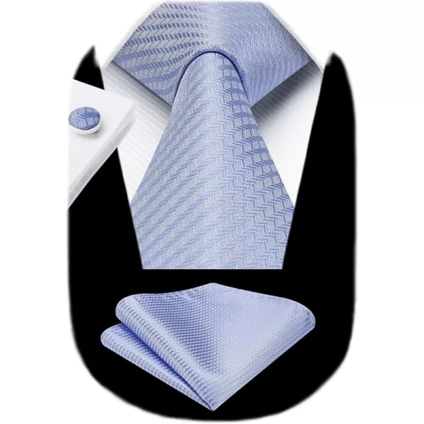 HISDERN Ties for Men Solid Mens Ties Silk Tie with Pocket Square Cufflinks Set Necktie Formal Business Wedding Party