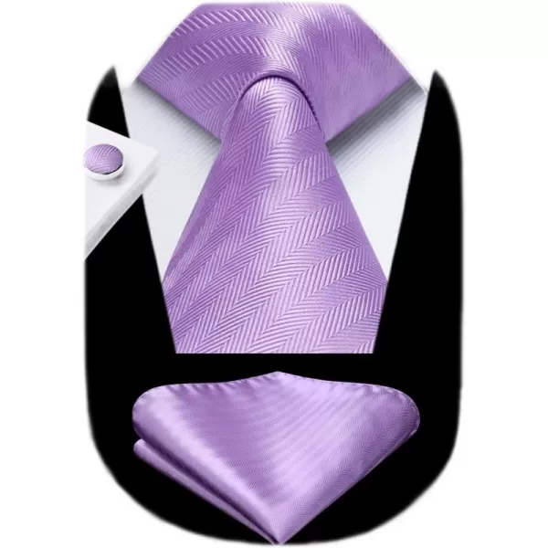 HISDERN Ties for Men Solid Mens Ties Silk Tie with Pocket Square Cufflinks Set Necktie Formal Business Wedding Party