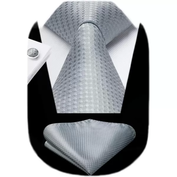 HISDERN Ties for Men Solid Mens Ties Silk Tie with Pocket Square Cufflinks Set Necktie Formal Business Wedding Party