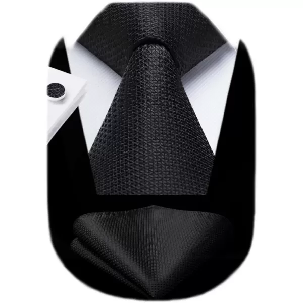 HISDERN Ties for Men Solid Mens Ties Silk Tie with Pocket Square Cufflinks Set Necktie Formal Business Wedding Party