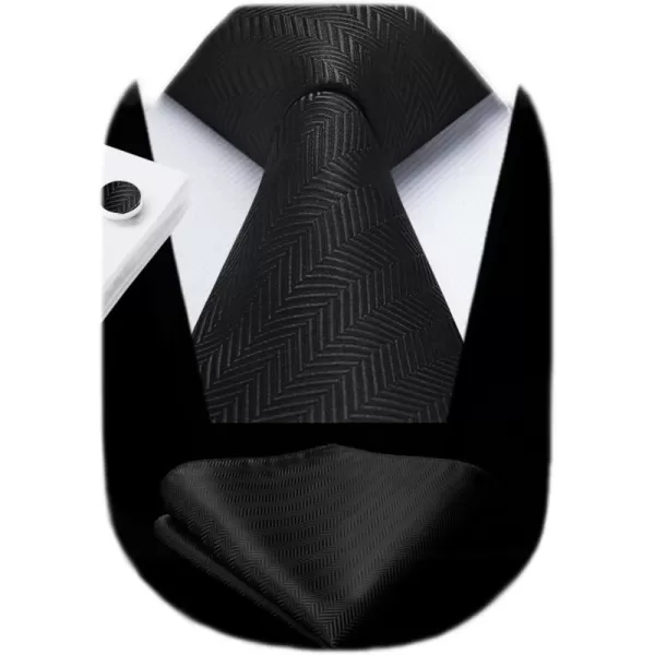 HISDERN Ties for Men Solid Mens Ties Silk Tie with Pocket Square Cufflinks Set Necktie Formal Business Wedding Party