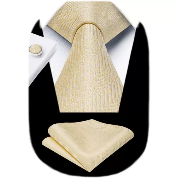 HISDERN Ties for Men Solid Mens Ties Silk Tie with Pocket Square Cufflinks Set Necktie Formal Business Wedding Party