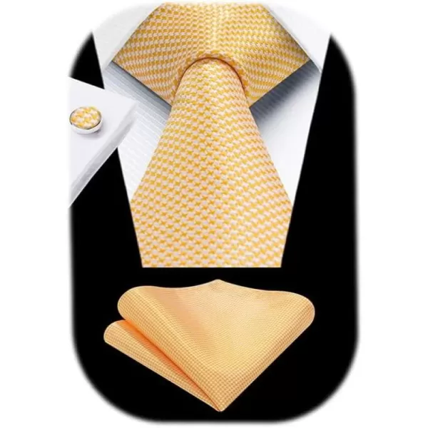 HISDERN Ties for Men Solid Mens Ties Silk Tie with Pocket Square Cufflinks Set Necktie Formal Business Wedding Party