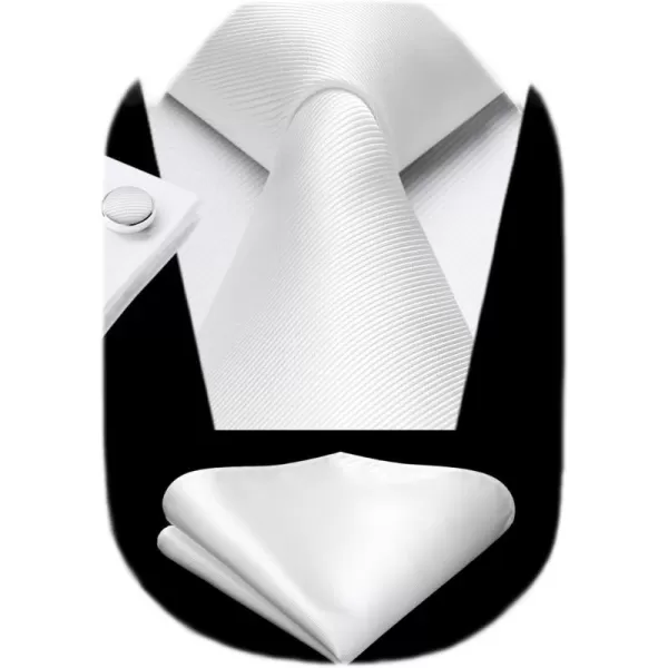 HISDERN Ties for Men Solid Mens Ties Silk Tie with Pocket Square Cufflinks Set Necktie Formal Business Wedding Party