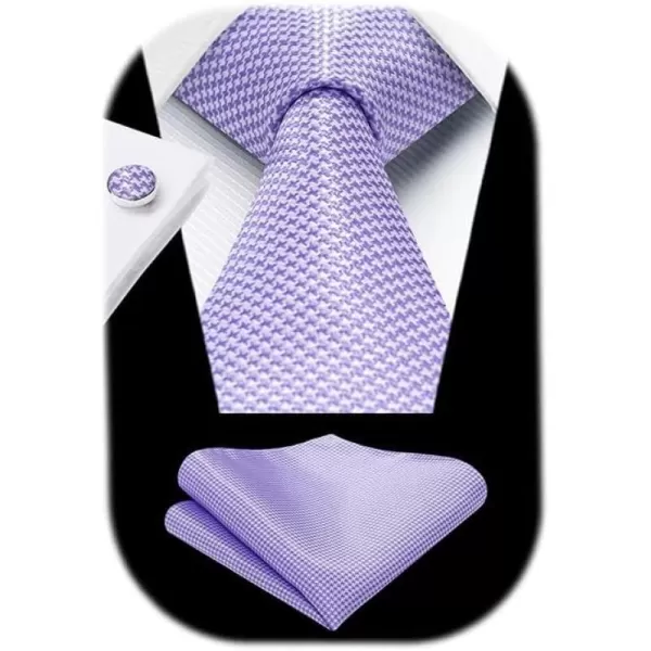 HISDERN Ties for Men Solid Mens Ties Silk Tie with Pocket Square Cufflinks Set Necktie Formal Business Wedding Party