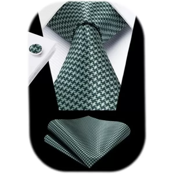 HISDERN Ties for Men Solid Mens Ties Silk Tie with Pocket Square Cufflinks Set Necktie Formal Business Wedding Party