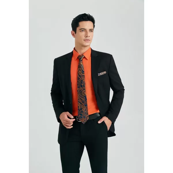 HISDERN Mens Dress Shirt Long Sleeve Matching Tie and Pocket Square Set Classic Button Down Formal Business Shirts