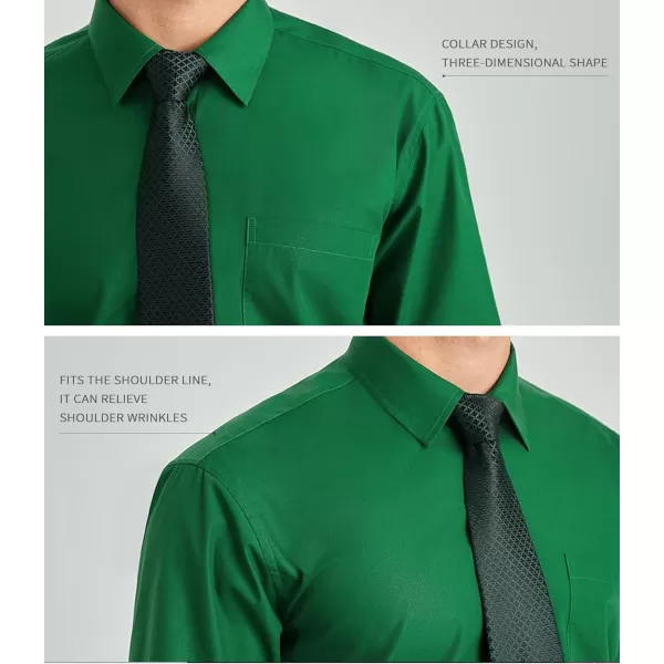 HISDERN Mens Dress Shirt Long Sleeve Matching Tie and Pocket Square Set Classic Button Down Formal Business Shirts