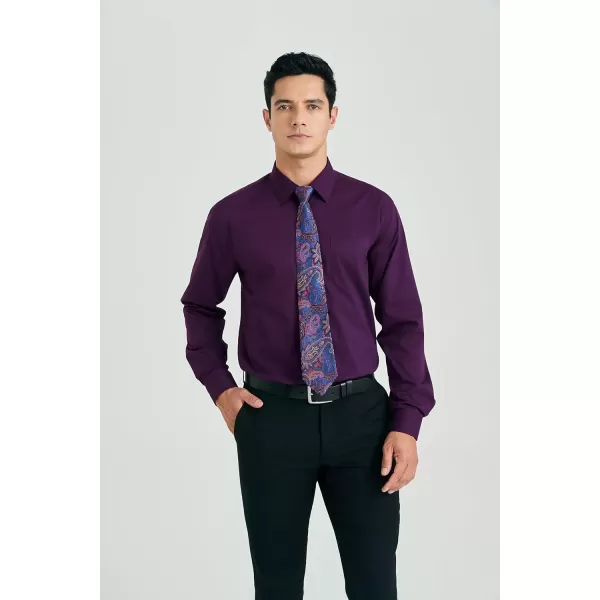 HISDERN Mens Dress Shirt Long Sleeve Matching Tie and Pocket Square Set Classic Button Down Formal Business Shirts