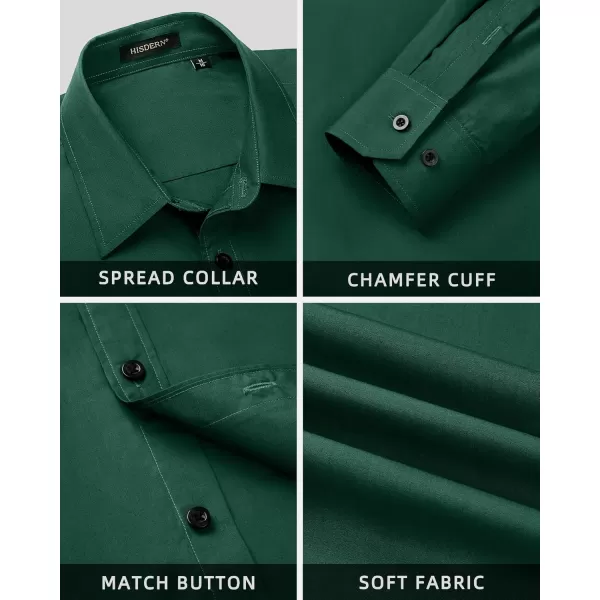 HISDERN Mens Dress Shirt Long Sleeve Matching Tie and Pocket Square Set Classic Button Down Formal Business Shirts