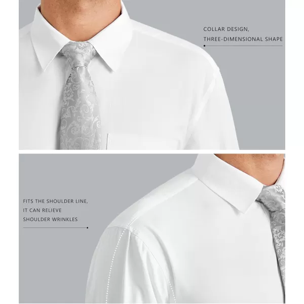 HISDERN Mens Dress Shirt Long Sleeve Matching Tie and Pocket Square Set Classic Button Down Formal Business Shirts
