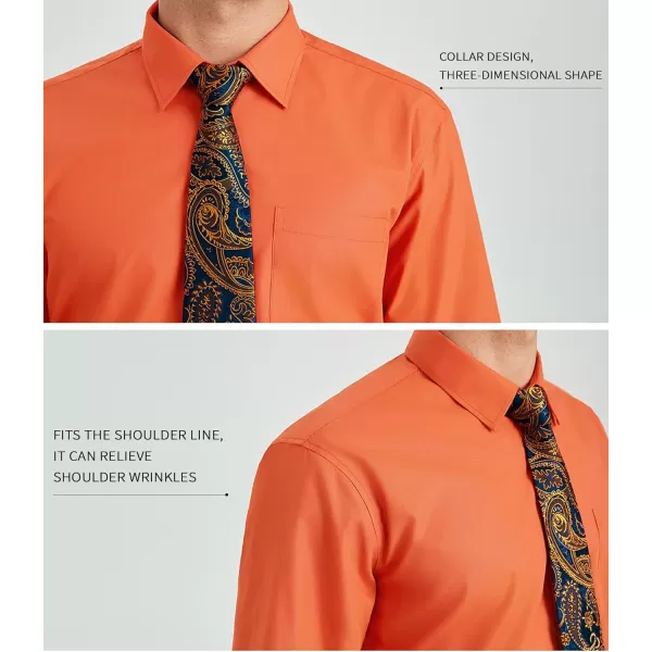 HISDERN Mens Dress Shirt Long Sleeve Matching Tie and Pocket Square Set Classic Button Down Formal Business Shirts
