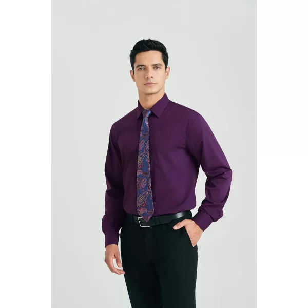 HISDERN Mens Dress Shirt Long Sleeve Matching Tie and Pocket Square Set Classic Button Down Formal Business Shirts