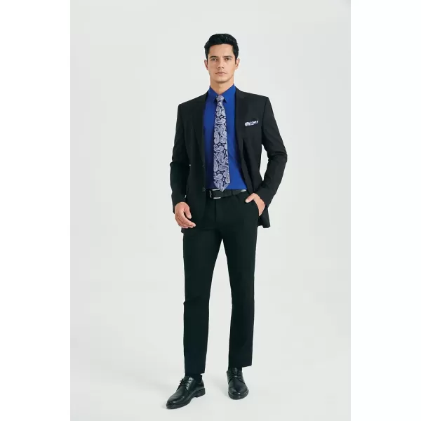 HISDERN Mens Dress Shirt Long Sleeve Matching Tie and Pocket Square Set Classic Button Down Formal Business Shirts
