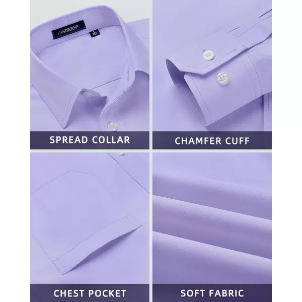 HISDERN Mens Dress Shirt Long Sleeve Matching Tie and Pocket Square Set Classic Button Down Formal Business Shirts