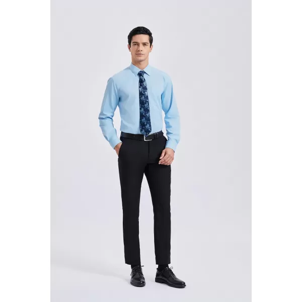 HISDERN Mens Dress Shirt Long Sleeve Matching Tie and Pocket Square Set Classic Button Down Formal Business Shirts