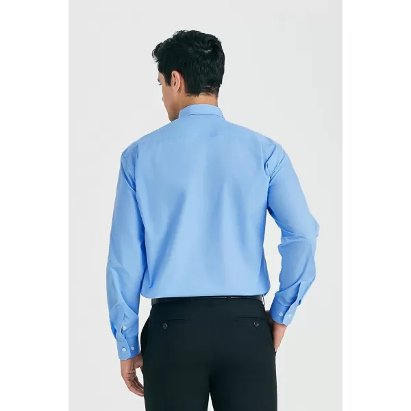 HISDERN Mens Dress Shirt Long Sleeve Matching Tie and Pocket Square Set Classic Button Down Formal Business Shirts