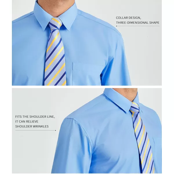 HISDERN Mens Dress Shirt Long Sleeve Matching Tie and Pocket Square Set Classic Button Down Formal Business Shirts