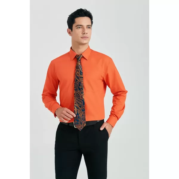 HISDERN Mens Dress Shirt Long Sleeve Matching Tie and Pocket Square Set Classic Button Down Formal Business Shirts