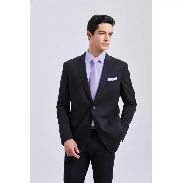 HISDERN Mens Dress Shirt Long Sleeve Matching Tie and Pocket Square Set Classic Button Down Formal Business Shirts