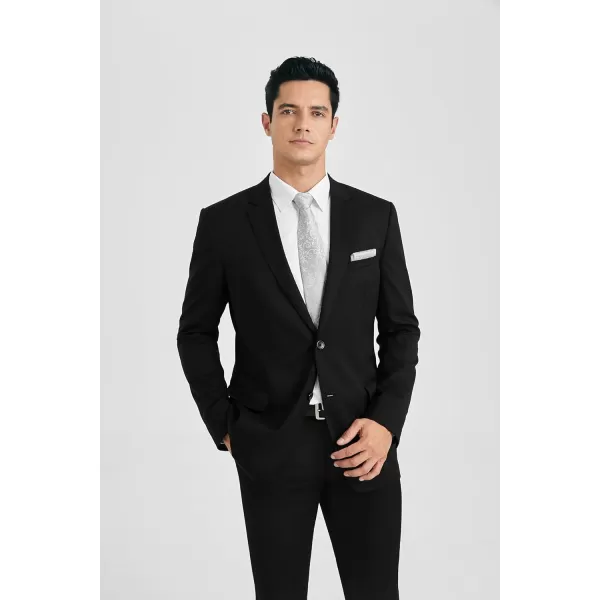 HISDERN Mens Dress Shirt Long Sleeve Matching Tie and Pocket Square Set Classic Button Down Formal Business Shirts
